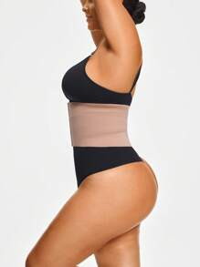 SHAPORA 2件套女士加大码前开合无缝腰部紧身胸衣 - 杏色 - 查看 6