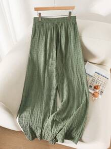 CosyJoli 大码女装新款春夏商务休闲女士海滩情人节风格时尚通勤优雅长裤，口袋长裤，海滩度假薰衣草大学生情人节夏季裤子 - 綠色 - 查看 2