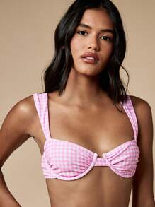 MISSGUIDED Bộ bikini ban công họa tiết gingham cắt kiểu Brazil chân cao mặc đi nghỉ mát tiệc hồ bơi bãi biển mùa hè - Nhiều màu - Xem 4