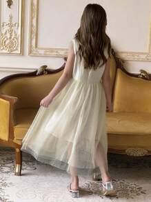 DAZY Tween Girls' Beaded Mesh Dress - Apricot - View 4