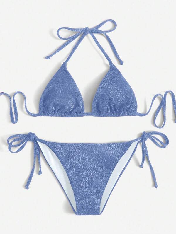 Swim Vcay Bikini deux-pièces bleu avec paillettes pour vacances à la plage