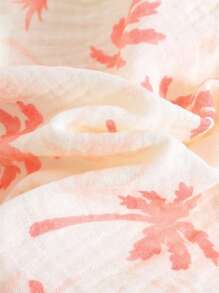 Cozy Pixies Baby Girl Plant & Floral Print Casual Sleeveless Dress, Versatile Baby Sun Dress Baby Beach Dress Baby Palm Tree Dress Baby Summer Dress Baby Girl Tropical Dress