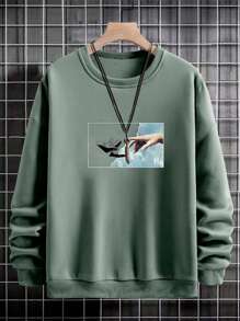 EURMUSE Men Hand Print Sweatshirt - Green - View 6