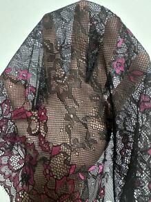 Maweii 大码女装春夏新年红色蕾丝性感镂空系带前卫法式休闲年轻时尚弹力针织百搭舒适打底连衣裙，性感社交假日装扮，红色连体衣，正式红色连衣裙，年轻优雅性感拼接性感女式上衣，性感假日装扮，社交红色上衣，红色连体裤，红色连体衣，修身透视露肩纯色打底衫 - 紅色 - 查看 6