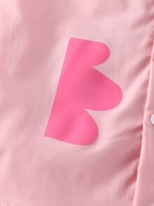 SHEIN 女童翻领前纽扣装饰可爱花卉印花褶皱下摆短袖连衣裙，夏季