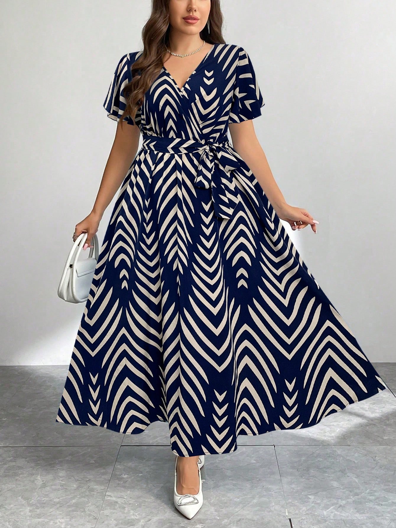 Firerie فستان متوسط الطول قابل للربط عند الخصر ذو...