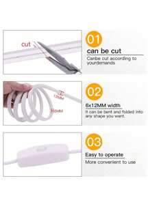 1 Roll Of 0.5/1/2/3/5m USB 5V Flexible Neon Light Strip, Solid Color Button Switch LED Strip Light, Suitable For Bedroom, Living Room, Bathroom, Party And Outdoor DIY Decoration - USB - View 2