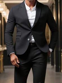 Manfinity Mode Bộ 2 món cho nam cỡ lớn, áo khoác và quần màu trơn - màu đen - Xem 1