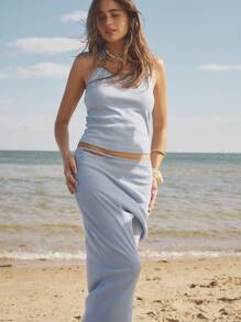 Aralina 女式夏季度假纯色金属装饰吊带背心