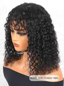 Water Wave Glueless Bob Wig Human Hair Wigs With Bangs Human Hair Lace Wigs For Women SHAGGY STYLE All Ready Wig Pre Bleached Pre Plucked Pre-Cut Lace Melting 4x4 Lace Closure Glueless Wig With Front Hair 100% Human Hair CHIC BOB 9AM HAIR - SNatural - View 4