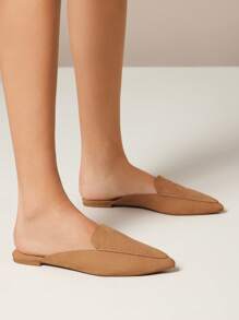 SHUZIA Pointed Toe Flat Loafer Mules - Brown - View 2