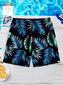 Manfinity KASUA Pantalones cortos de playa para hombre con estampado digital todo sobre plantas tropicales de moda casual y maduro, adecuados para vacaciones de verano en la playa, citas, fiestas, combinación de parejas/familias, regalo ideal para novio, hawaianos