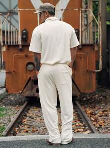 DAZY Conjunto de camisas polo de manga corta con textura de tela sólida para hombre, para primavera/verano