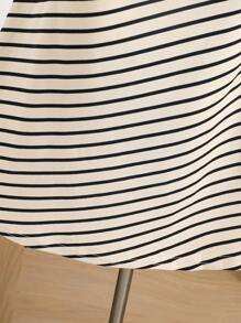 青少年女孩夏季休闲马球领短袖条纹连衣裙 - 彩色 - 查看 7