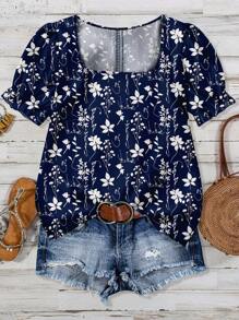 EMERY ROSE Plus Size Casual Minimalist Shirt, Suitable For Summer - Navy Blue - View 1