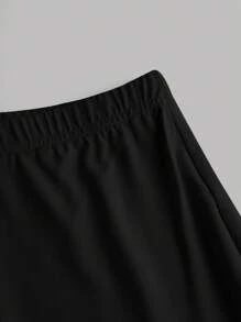 SHEIN Girlism 2pcs/Set Tween Girl Casual Cropped Ruched Asymmetrical Hem Tube Top And Flared Pants, Concert Outfit