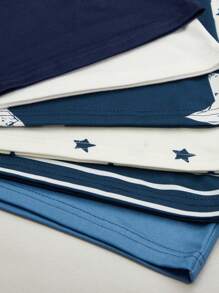 6件套男童基础款星条印花棉质汗衫，简约纯色，穿着舒适。简约设计，易于搭配，针织面料弹力透气，可机洗，穿着舒适，易于护理（6件套出售）