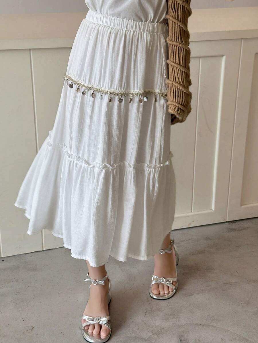 DAZY Tween Girl Fall Skirt, Back To School Clothes - White - View 1