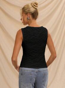 Avantive 黑色纹理无袖紧身上衣，适合正式场合、返校、万圣节、婚礼、宾客、度假、Y2K、海滩、可爱、教师、外出、商务休闲、优雅、生日、办公室、乡村音乐会、俱乐部、西部、工作服、街头服饰、复古、节日、鸡尾酒会、锐舞派对、毕业舞会、机场、趣味、基础款、早午餐、2000年代风格、紧身、老钱风格、教堂、返校节、优雅派对、端庄、仙女风、约会之夜、节日、度假装、坏女孩、斯德哥尔摩风格、夜生活 - 黑色 - 查看 3