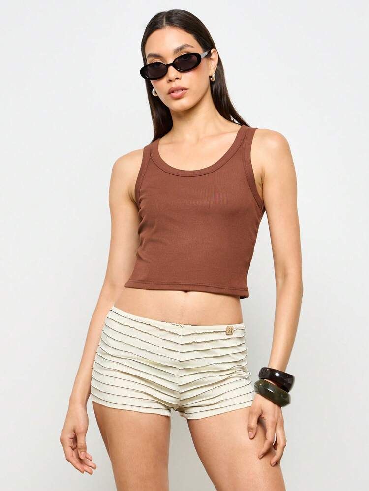 Ruffle Layer Tailored High Waisted Shorts