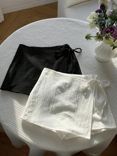 Comfortcana Two-Piece Set Women Side Tie Zipper Skort, Suitable For Summer