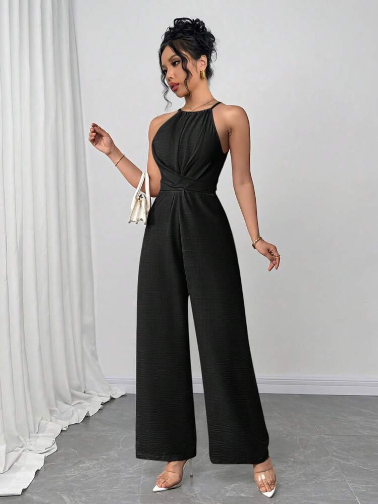 Firerie レディース 無地 ウエストクロスデザイン ワイドレッグ