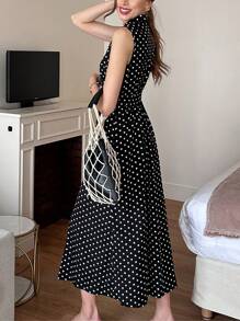 Pariaura 无袖黑白波点法式通勤风复古优雅商务休闲女士夏装 - 彩色 - 查看 2