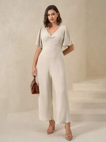 Chikora جمبسوت غير رسمية فاخرة ذات ياقة على شكل V مع تويست على الخصر للنساء مقاسات كبيرة