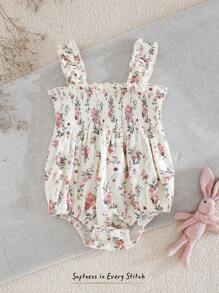 Cozy Pixies Baby Girl Ditsy Floral Pattern Ruffle Trim Bodysuit - Multicolor - View 3