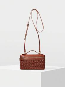 MOTF PREMIUM PU皮革镂空手提包 - 棕色 - 查看 5