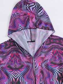 Modviera 随机印花长袖游泳和服，轻便夏季派对音乐节休闲沙滩女装