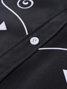 Genlund 男士西部风格纽扣前花印花长袖衬衫男士牛仔衬衫牛仔男士衬衫西部男士衬衫，适合秋季 - 黑色 - 查看 8