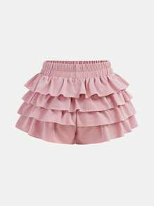 SHEIN Falda corta de unicolor informal para niñas preadolescentes