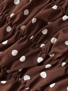 Elamini 波尔卡圆点吊带比基尼上衣和短裤 - 咖啡棕 - 查看 6