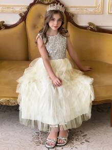 DAZY Girls' Round Neck Sleeveless Mesh Dress, Tween Girl Fall Clothes - White - View 7