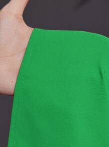 SHEIN CURVE+ Plus Size V-Neck Dress For Summer Holiday, Orange Boho Vacation Beach Outfits For Woman/Beach Dress/Beach Vacation Outfits/Beach Essentials / Graduation/Tea Party Dress - Green - View 10