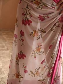 MOTF PREMIUM FLORAL PRINT COLORBLOCK KNOT SIDE COVER UP SKIRT FOR SUMMER BEACH VACATION - Multicolor - View 6