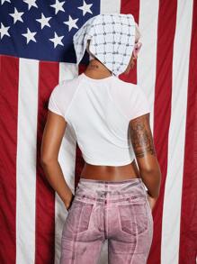 SUMWON WOMEN I Love LA Baby Tee Crop Top California Tourist Fashion Summer Festival Casual Street Style Graphics Fitted Short Sleeve City Graphic - White - View 5