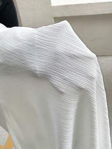 SHEIN Essnce Summer Women's Plus Size Casual Vacation Loose Sunscreen Long-Sleeved White Going Out Top Shirt