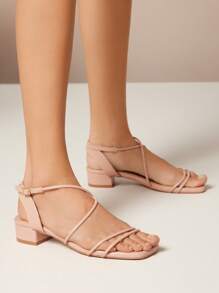 SHUZIA Women Buckle Detail Ankle Strap Sandals, Elegant Outdoor Flat Sandals