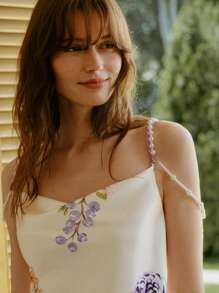 MOTF PREMIUM 花卉印花不对称下摆吊带背心 - 彩色 - 查看 1