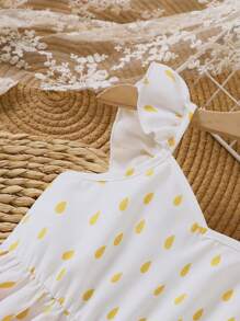 Vestido de fiesta sin mangas con cuello en V con volantes y estampado de flores y mariposas arcoíris para niña, para primavera/verano - Multicolor - Ver 5
