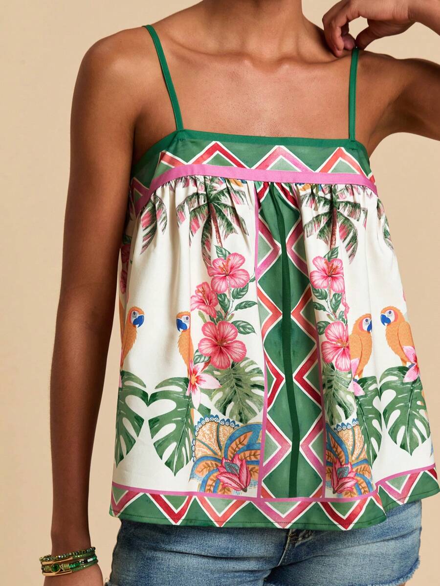 Travachic 热带印花休闲夏季吊带背心，度假，海滩 - 彩色 - 查看 1