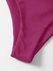 SHEIN Swim Women's Beach Holiday Swimwear Set, Wireless Bikini For Summer Beach Vacation - Burgundy - View 4