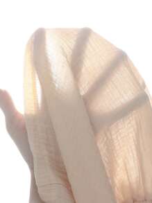 SHEIN TEENGirl 3 件套休闲夏季套装：编织柔软双层纱布荷叶边短裤，松紧腰身，纯色，百搭清凉 - 黑色 - 查看 3