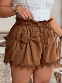 EMERY ROSE Pantaloncini di taglia comoda, di colore unito, casual estivi, con nappe