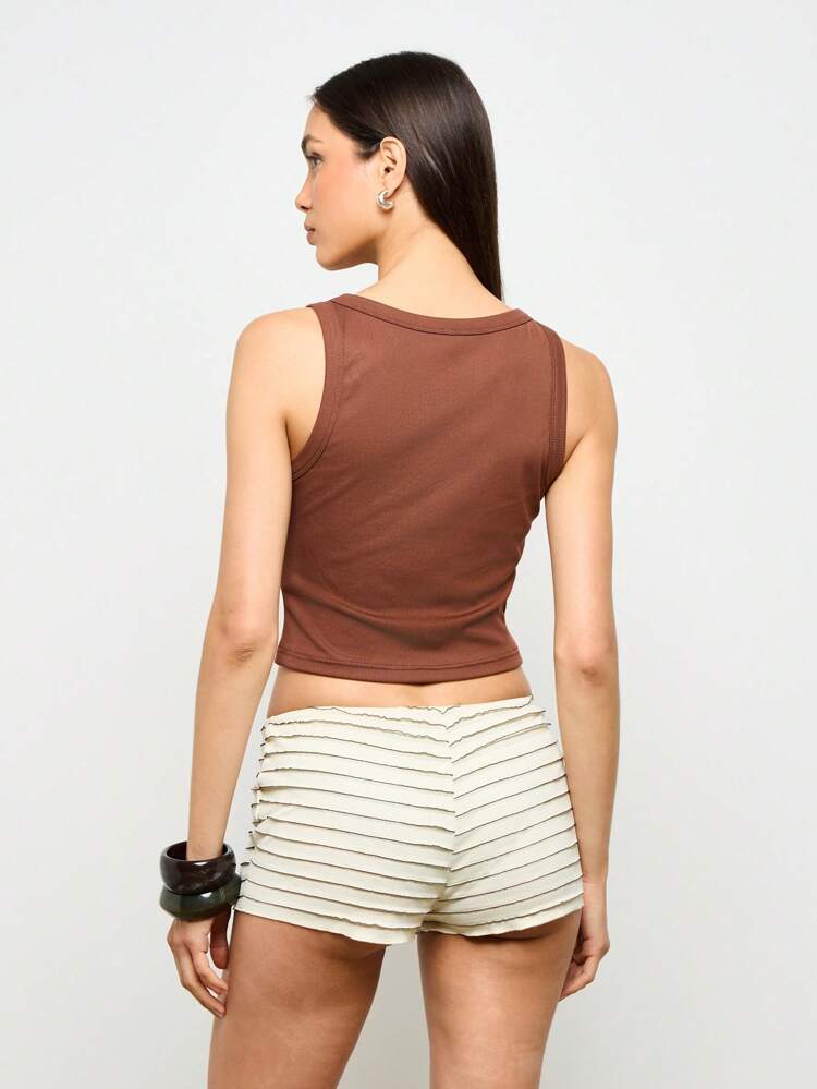 Ruffle Layer Tailored High Waisted Shorts