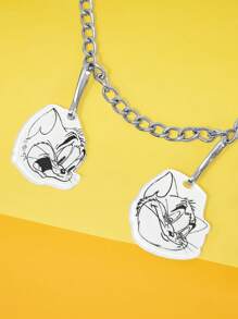 TOM & JERRY X SHEIN Skizzenhaftes Graffiti Cartoon Katzen Muster kreative Hosen Kette
