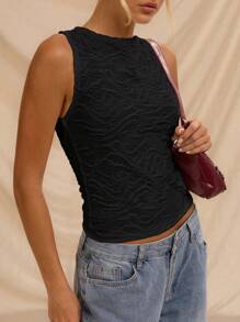 Avantive 黑色纹理无袖紧身上衣，适合正式场合、返校、万圣节、婚礼、宾客、度假、Y2K、海滩、可爱、教师、外出、商务休闲、优雅、生日、办公室、乡村音乐会、俱乐部、西部、工作服、街头服饰、复古、节日、鸡尾酒会、锐舞派对、毕业舞会、机场、趣味、基础款、早午餐、2000年代风格、紧身、老钱风格、教堂、返校节、优雅派对、端庄、仙女风、约会之夜、节日、度假装、坏女孩、斯德哥尔摩风格、夜生活 - 黑色 - 查看 6