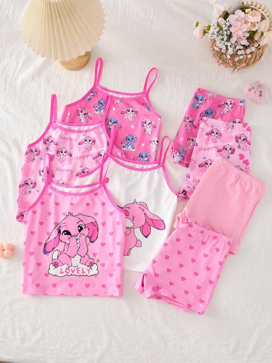 Set de 4 piezas de ropa interior para niñas que incluye camisola inalámbrica de unicolor elegante y calzoncillos cómodos y transpirables